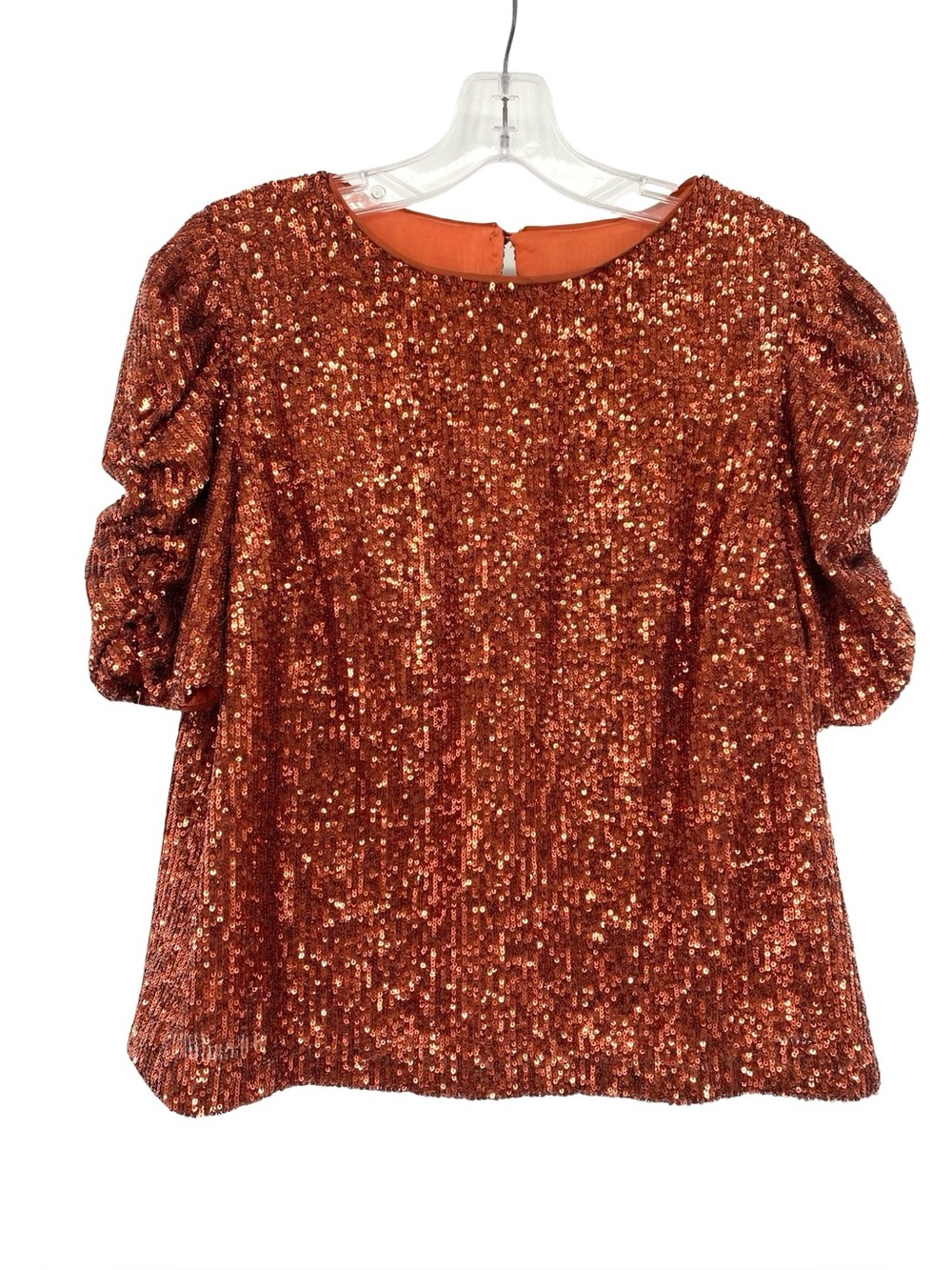 Anthropologie Marie Sequined Blouse Copper Size 8